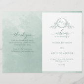 Elegant Bleek Green Folded Wedding Ceremony Progra (Voorkant)