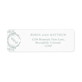 Elegant Bleek Green Monogram Wedding Return Addres Etiket