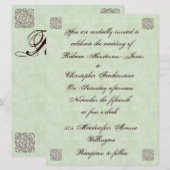 Elegant Bleek Green Vintage Wedding Invitation Kaart (Voorkant / Achterkant)