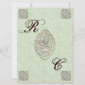 Elegant Bleek Green Vintage Wedding Invitation Kaart (Achterkant)