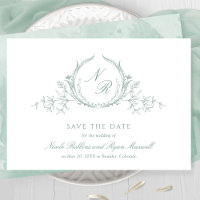 Elegant Bleek Green Waterverf Monogram Calligrafie