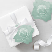 Elegant Bleek Green Waterverf Monogram Wedding Bedankjes Labels