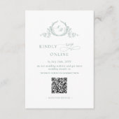 Elegant Bleek groen monogram RSVP Online QR-code Informatiekaartje (Voorkant)