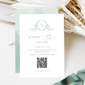 Elegant Bleek groen monogram RSVP Online QR-code Informatiekaartje