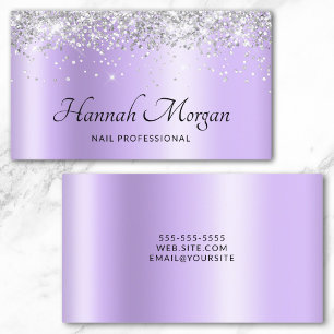 Elegant Bleek Lavendel Paarse Ombre Zilver Glitter Visitekaartje