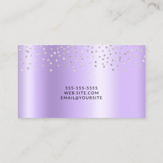 Elegant Bleek Lavender Paars Ombre Silver Confetti Visitekaartje (Achterkant)