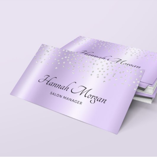 Elegant Bleek Lavender Paars Ombre Silver Confetti Visitekaartje