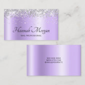 Elegant Bleek Lavender Paars Ombre Silver Glitter Visitekaartje (Voorkant / Achterkant)