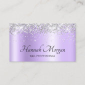 Elegant Bleek Lavender Paars Ombre Silver Glitter Visitekaartje (Voorkant)