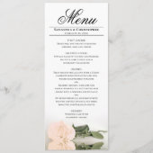 Elegant Bleek Peach Roos Reflections Wedding Menu (Voorkant)