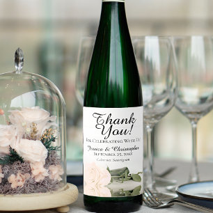 Elegant Bleek Peach Roos Weddenschap Bedankt Wijn Etiket