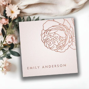 ELEGANT BLEEK PEARL BLUSH PINK ROSE GOLD FLORAL VIERKANTE VISITEKAARTJE