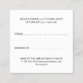 Elegant Bleek Roos Gold Heart Beauty Salon Aanbevelingskaartje (Achterkant)