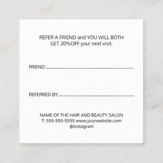 Elegant Bleek Roos Gold Heart Beauty Salon Aanbevelingskaartje (Achterkant)