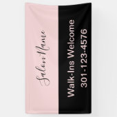 Elegant Bleek Roze en Zwarte Naam van de Zalon van Spandoek (Verticaal)