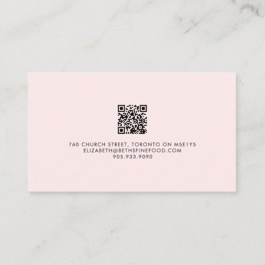 Elegant Bleek Roze Luxe Script QR CODE Visitekaartje (Achterkant)