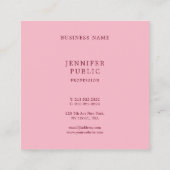 Elegant Bleek Roze Moderne Eenvoudige Professionel Vierkante Visitekaartje (Achterkant)