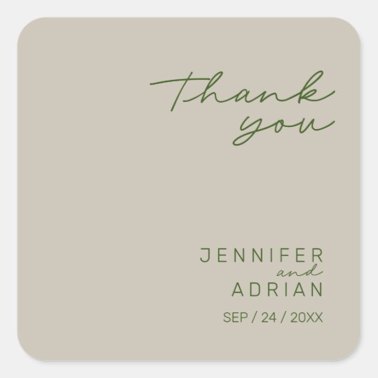 Elegant Bleek Silver Minimal Hartelijk dank voor u Vierkante Sticker (Voorkant)