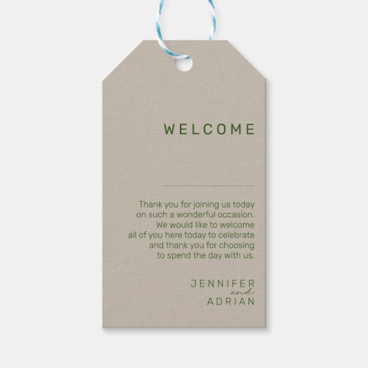 Elegant Bleek Silver Minimal Weddenschap Welkom Cadeaulabel (Voorkant)