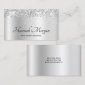 Elegant Bleek Silver Satin Ombre Folie en Glitter Visitekaartje (Voorkant / Achterkant)