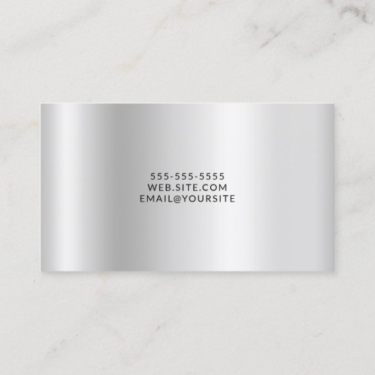 Elegant Bleek Silver Satin Ombre Folie en Glitter Visitekaartje (Achterkant)