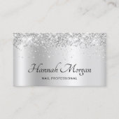 Elegant Bleek Silver Satin Ombre Folie en Glitter Visitekaartje (Voorkant)