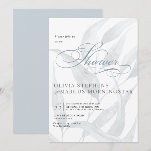 Elegant Bleek Stusty Blue Eucalyptus Leaves Kaart (Voorkant / Achterkant)