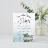 Elegant Bleek Stusty Blue Roos Wedding Save the Da Aankondigingskaart (Staand voorkant)
