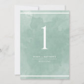 Elegant Bleekgroen Aquarel Tafelnummer (Voorkant)