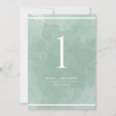 Elegant Bleekgroen Aquarel Tafelnummer (Achterkant)