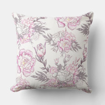 Elegant Bleekroze Bloemendesign Grijze Bladeren 
