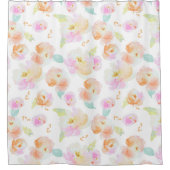 Elegant bleekroze waterverf florale suspensie douchegordijn (Voorkant)