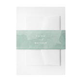 Elegant Bleke Groene Waterverf, bruiloft Uitnodigingen Wikkel (Voorkant Voorbeeld)