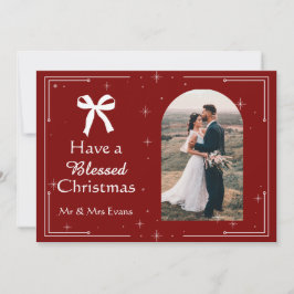 Elegant Blessed Christmas Photo Card  Feestdagenkaart
