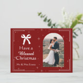 Elegant Blessed Christmas Photo Card Feestdagenkaart (Staand voorkant)
