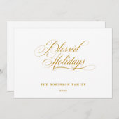 Elegant Blessed Feestdagen Gold Script Typografie Feestdagenkaart (Voorkant / Achterkant)