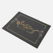 Elegant Blessed Home Flowers Grey Gold Custom Deurmat (Schuin)