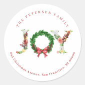 Elegant blije kerstcadeauadres ronde sticker (Voorkant)