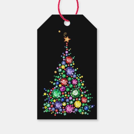 Elegant Bling Christmas Tree Gift Label Cadeaulabel (Voorkant)