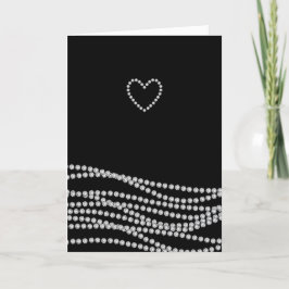 Elegant Bling Heart Gevouwen Wenskaart - Zwart Aankondiging