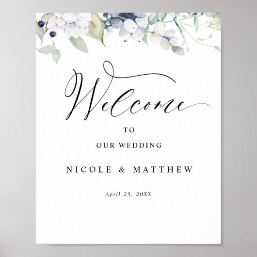 Elegant Bliss Vertical Welcome Wedding Sign Poster (Voorkant)