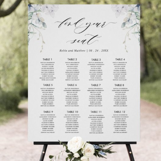 Elegant Bliss, Wedding Seating Chart Sign Poster