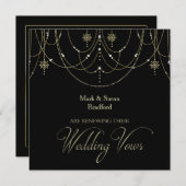 Elegant Blk/Gold Renewing/Wedding Vows Uitnodiging (Voorkant / Achterkant)