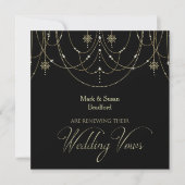 Elegant Blk/Gold Renewing/Wedding Vows Uitnodiging (Voorkant)