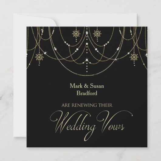 Elegant Blk/Gold Renewing/Wedding Vows Uitnodiging (Voorkant)