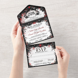 Elegant bloedplaatje Halloween - samen met All In One Uitnodiging
