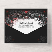 Elegant bloedplaatje "samen met" MENU All In One Uitnodiging (Achterkant)