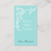 Elegant bloeien Aqua blauw en wit Visitekaartje (Voorkant)