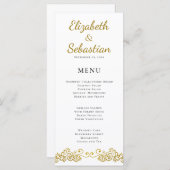 Elegant bloeien goud en wit bruiloft diner menu (Voorkant / Achterkant)