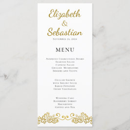 Elegant bloeien goud en wit bruiloft diner menu